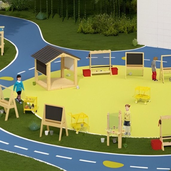 KLASIKINIS PASAULIS EDU Didelė medinė sodo pavėsinė su žaidimo aikštele