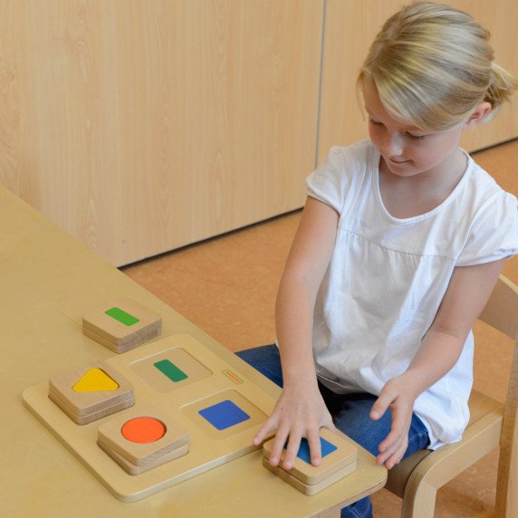 MASTERKIDZ Montessori Mediniai Kvadratai ir Spalvų Jutiklinis Rūšiaviklis