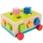 TOOKY TOY Medinis rūšiavimo vežimėlis su blokais 16 vnt.