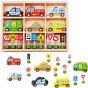TOOKY TOY automobilių kelio galaktikos galvosūkiai + transporto priemonės automobiliai kelio ženklai
