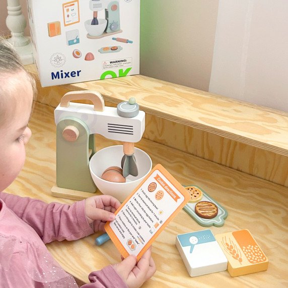 TOOKY TOY Medinis Maišytuvas Pastelinis Priedų Rinkinys