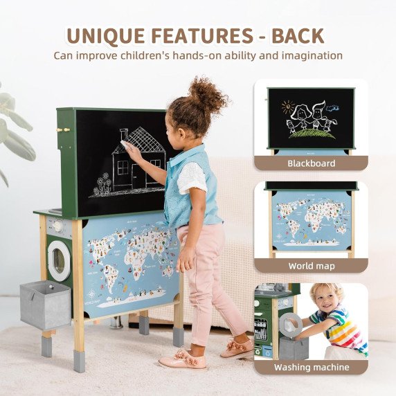 TOOKY TOY Medinis virtuvėlės rinkinys 9 in 1 buitinės technikos priedai Map