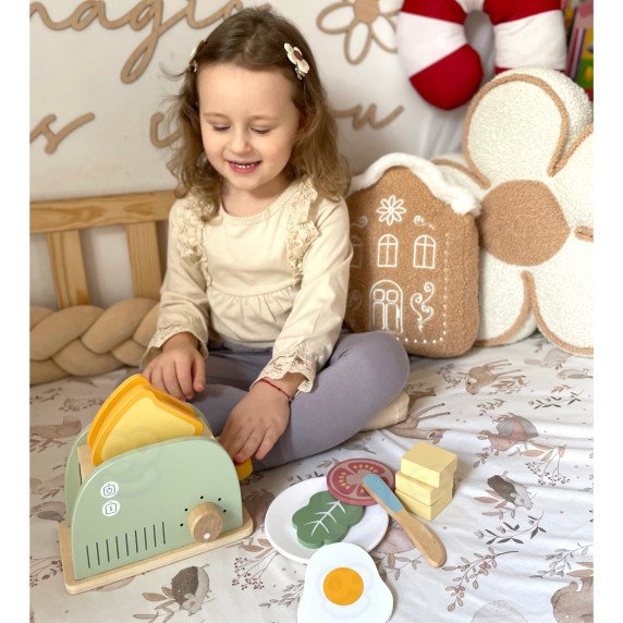 TOOKY TOY Medinis Tosteris Pastelinis Pusryčių Rinkinys