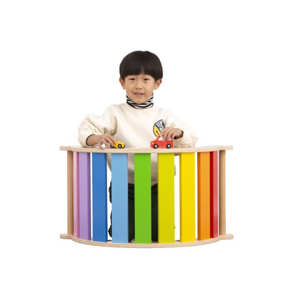 VIGA Medinis grilio tiltas 2 in 1 Montessori Vaivorykštės svirtis
