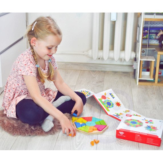 TOOKY TOY Aštakampis galvosūkis iš medžio mozaikos, mokomasis (73 vnt.)