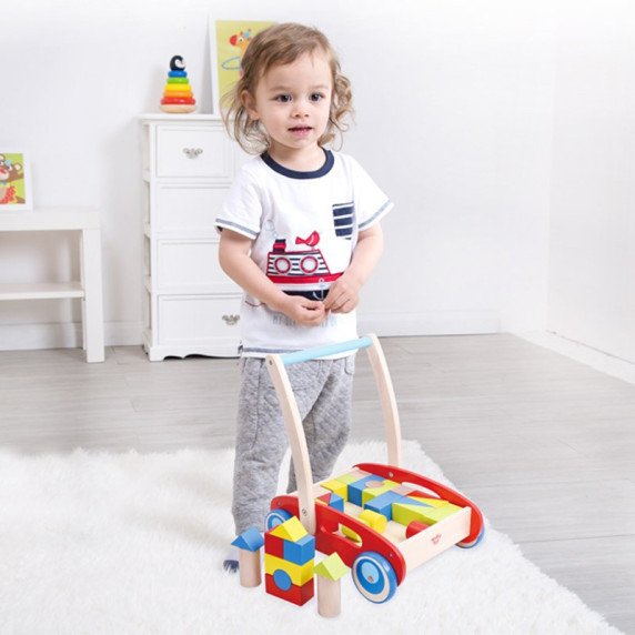 TOOKY TOY Medinis paspirtukas vaikams + Kubai 23 vnt.