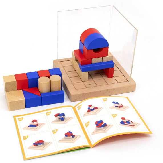 VIGA Mediniai statybiniai žaidimai 3D Montessori blokai
