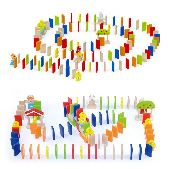 VIGA Mediniai Domino Takeliai 122 vnt.