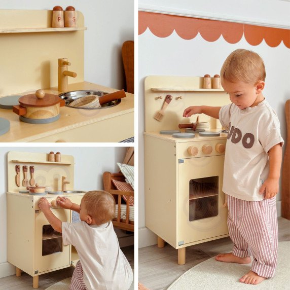 TOOKY TOY Medinis Beždžionėlių virtuvėlė su priedais