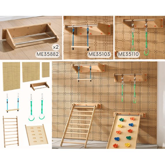 Ekspozicinė prekė – MASTERKIDZ STEM sieninė sistema su gimnastikos priedais