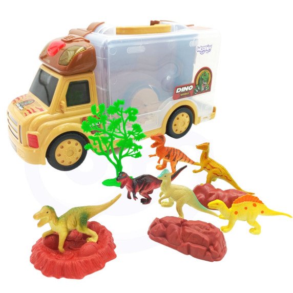 WOOPIE Rinkinys Automobiliui 2in1 Lagaminas + Dinozaurų Figūrėlės 6 vnt.