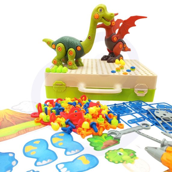 WOOPIE Dinozaurai statybiniai blokai su 3D surinkimo rinkiniu