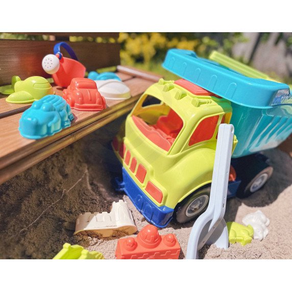 WOOPIE smėlio rinkinys su sunkvežimiu 52 cm XXL ir 20 dalių formelių
