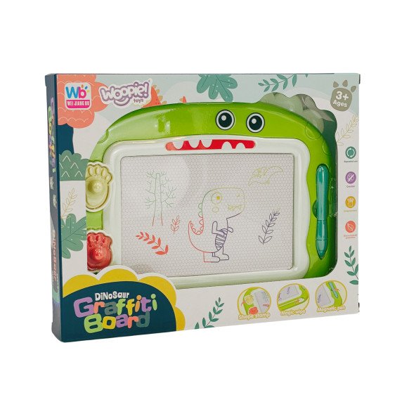 WOOPIE Magnetinė Spalvota Markerinė Lentelė + 2 Dinosaurų Antspaudai
