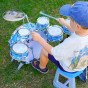 WOOPIE Edukaciniai Biubulių Instrumentai Vaikams 6 Būgnai 2 Simbalai + Kėdė