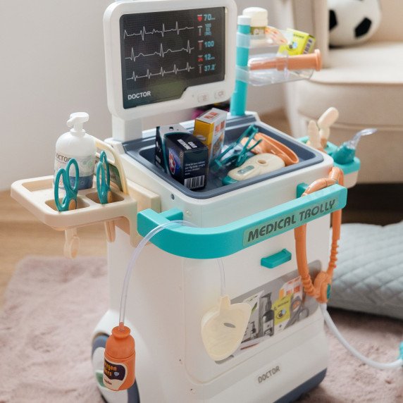 WOOPIE Gydytojo vežimėlis Mažas gydytojas EKG garsas Šviesa Reguliuojamas 26 vnt.