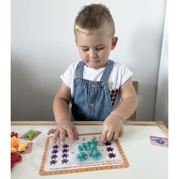 WOOPIE Montessori edukacinis rinkinys skaičiuoti mokymosi spalvų rūšiavimo jūroje ir žemėje 111 vnt.