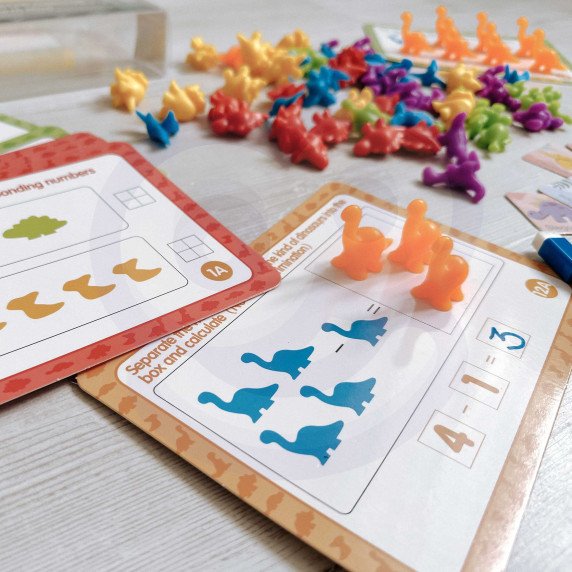 WOOPIE Montessori Edukacinis Rinkinys Skaičiuojant Dinozaurus Išrikiuotojas 95 vnt.