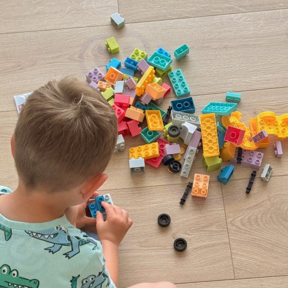 WOOPIE Minkštos statybinės dėžutės Pasteliniai gyvūnai 86 vnt.