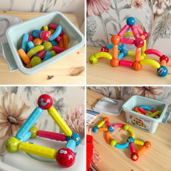 WOOPIE Magnetinės mokomosios konstruktoriaus plytelės 52 vnt.