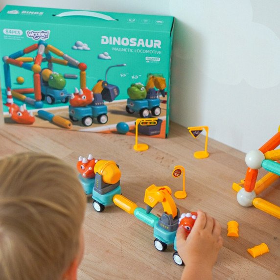 WOOPIE Magnetiniai konstruktoriai Dinozaurai 84 vnt.