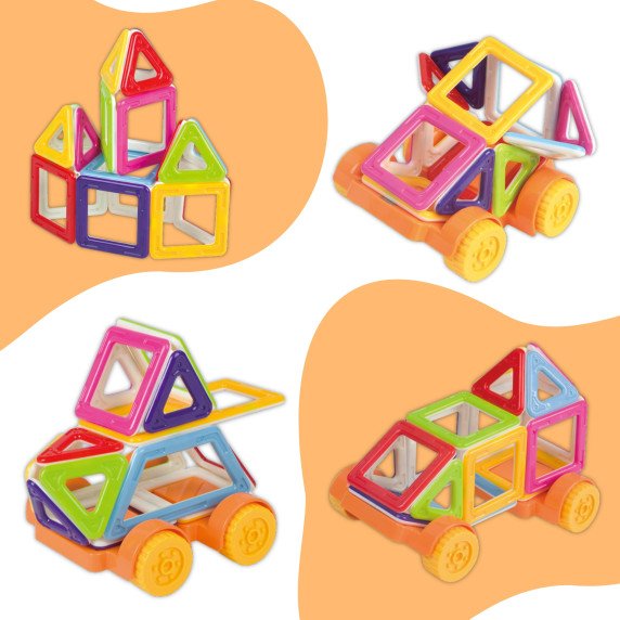 WOOPIE Magnetiniai Blokai Transporto Priemonėms Mini STEAM Pastatai 22 vnt.