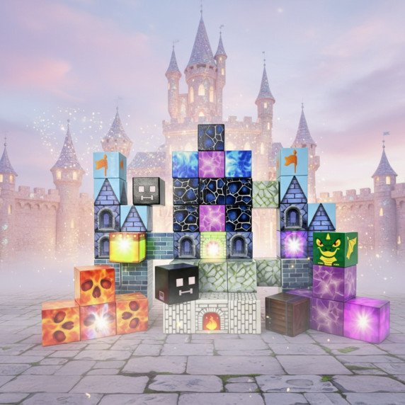 WOOPIE Magnetiniai Statybiniai Kubai Pixel Castle 64 vnt.