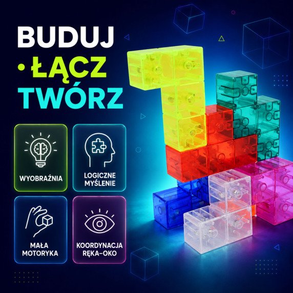 Woopie Magnetinis Tetris 3D Konstrukcijos Galvosūkis
