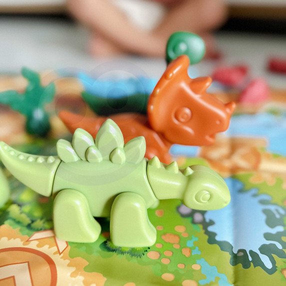 WOOPIE 2-in-1 Statybos rinkinys Dinosaurų stalo žaidimas + 46 kauliukai