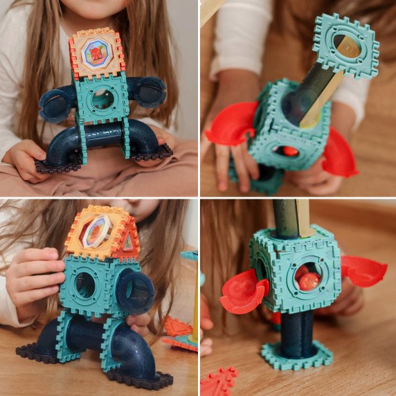 WOOPIE Magnetiniai Konstravimo Blokai 3D Švietimo Rinkinys Kamuolių Takelio 68 vnt.