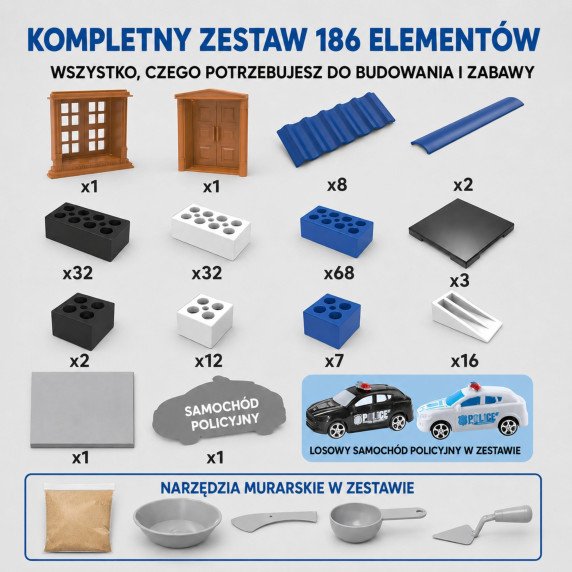 WOOPIE DIY policijos stoties plytelių rinkinys 186 vnt.