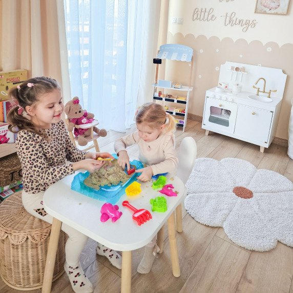 WOOPIE Kinetic Sand 0,5 kg stalo rinkinys su formomis