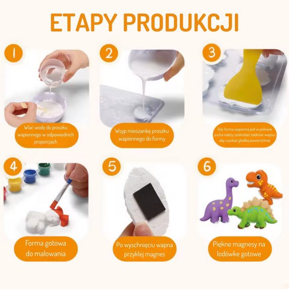 WOOPIE DIY tapybos rinkinys: Pasidarykite gipso liejamų figūrėlių ir juos nudažykite - dinozaurų rinkinys