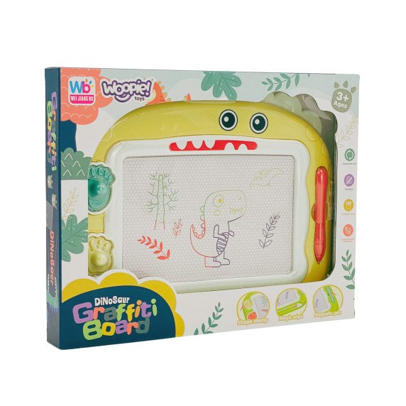 WOOPIE Magnetinis Spalvotas Markerių Lentai + 2 Dinozaurų Antspaudai