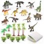 WOOPIE Dinozaurų parko rinkinys žaislai + kilimėlis ir aksesuarai 23 vnt.