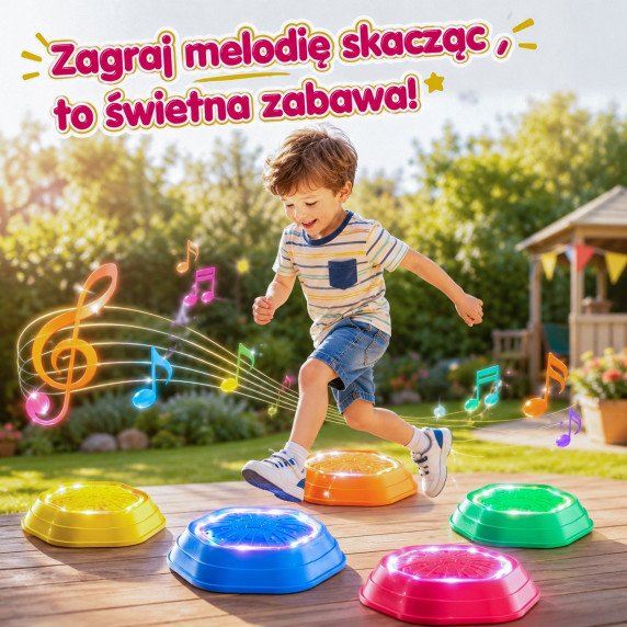 WOOPIE Interaktyvios balanso akmenys su garsu ir šviesa, 5 vnt.