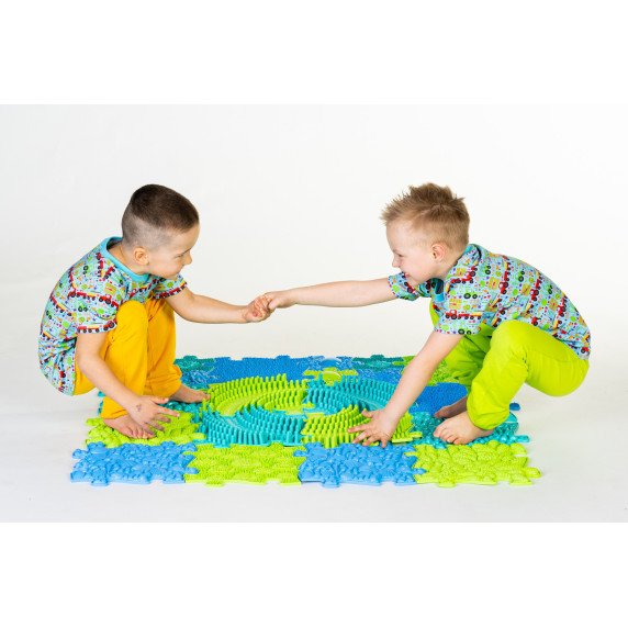 WOOPIE Jutiklinis Kilimėlis Ortopedinis Puzzle 11 Dalys - Mėlyna/Žalia