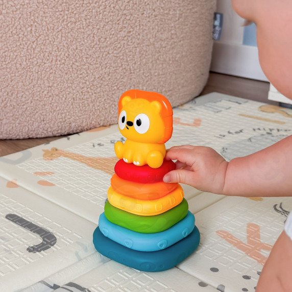 WOOPIE BABY Sensorinis piramidės bokštas PUZZLE Lion 6 mėn. ir vyresniems