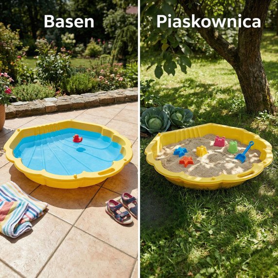 Geltona Jūrų Kriauklės Smėlio Žaidimų Aikštelė Uždara 2in1 Džiovinama baseinas 1 vnt.