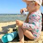 Žalioji WOOPIE Smėlio rinkinys su kibiru ir kastuvu Kroko kuoliuku kuprineje, 10 dalių. BIOLOGIŠKAI SKALINGAS MATERIALIZUOTAS