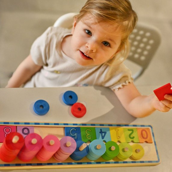 WOOPIE GREEN Montessori skaičiavimo ir spalvų mokymo dėlionė 56 vnt.