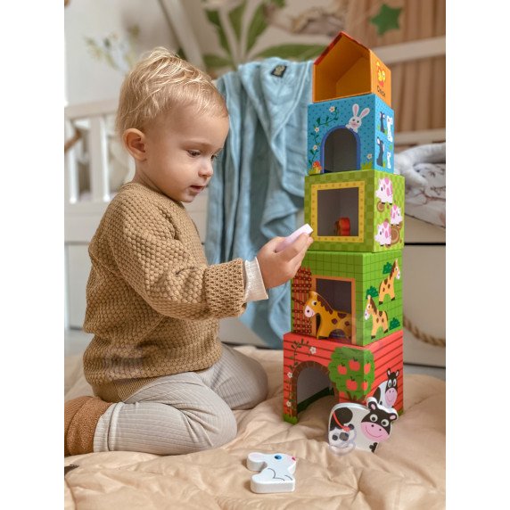 WOOPIE GREEN Ūkininkavimo dėžės kubas puzzle + figūrėlės 10 vnt.