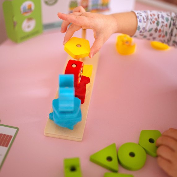 WOOPIE GREEN Montessori galvosūkių piramidės gyvūnai 27 vnt FSC