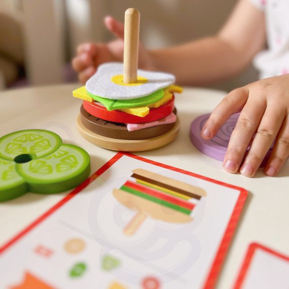 WOOPIE GREEN Medinis Burgerių Restorano Puzzle Vaikams 15 Dalys FSC Sertifikuotas