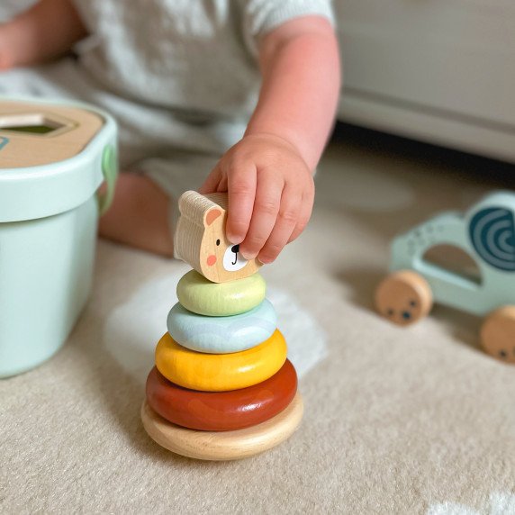WOOPIE GREEN Rūšiavimo dėžė 3in1 Blokai Piramidė Elefantas FSC