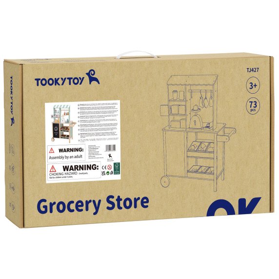 TOOKY TOY Produktų parduotuvės stalas Iš medžio Orkaitė Svarstyklių Kortelių skaitytuvas