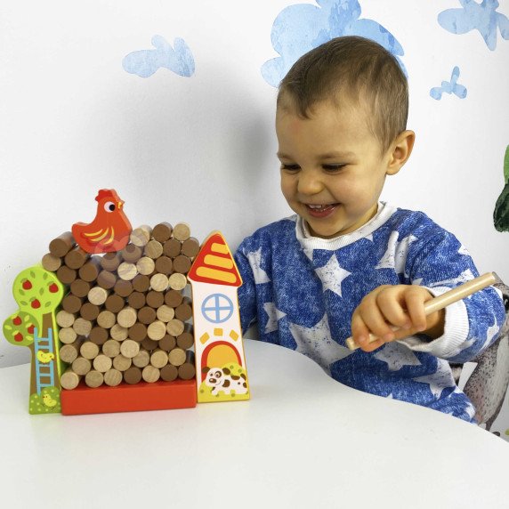 TOOKY TOY Arkadinė žaidimo kritimo vieta Medinis ūkininkas