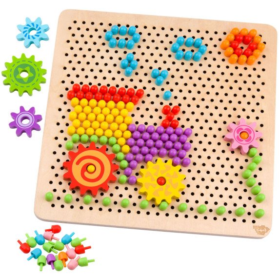 TOOKY TOY Montessori Mozaikos galvosūkių lenta su smeigėmis „Climbing“ 88 vnt.