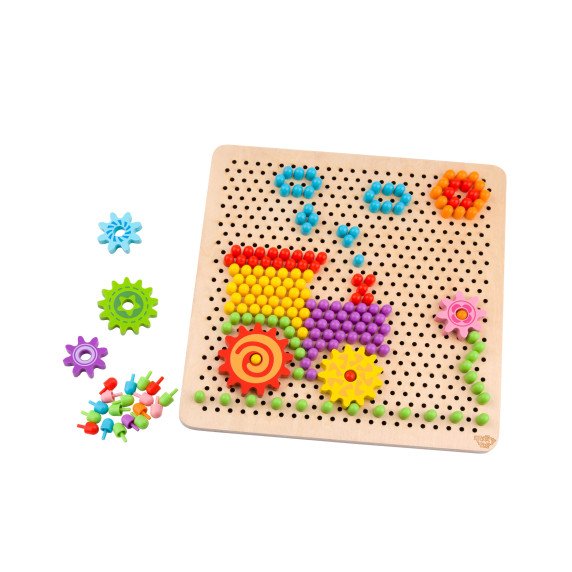 TOOKY TOY Montessori Mozaikos galvosūkių lenta su smeigėmis „Climbing“ 88 vnt.