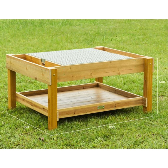 MASTERKIDZ Medinis lauko STEAM stalas + Krumpliaračių rinkinys (1200L, 121 x 99 x 60 cm.)